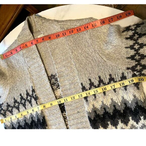 Sonoma Life + Style Fair Isle Open Front Cardigan Gray Black Knit Women’s M - Picture 5 of 13